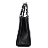 Gucci Matte Black Leather Bamboo Tote Bag