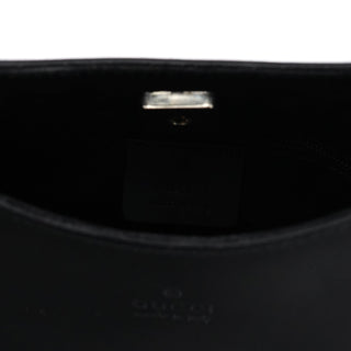 Gucci Matte Black Red Bamboo Shoulder Bag