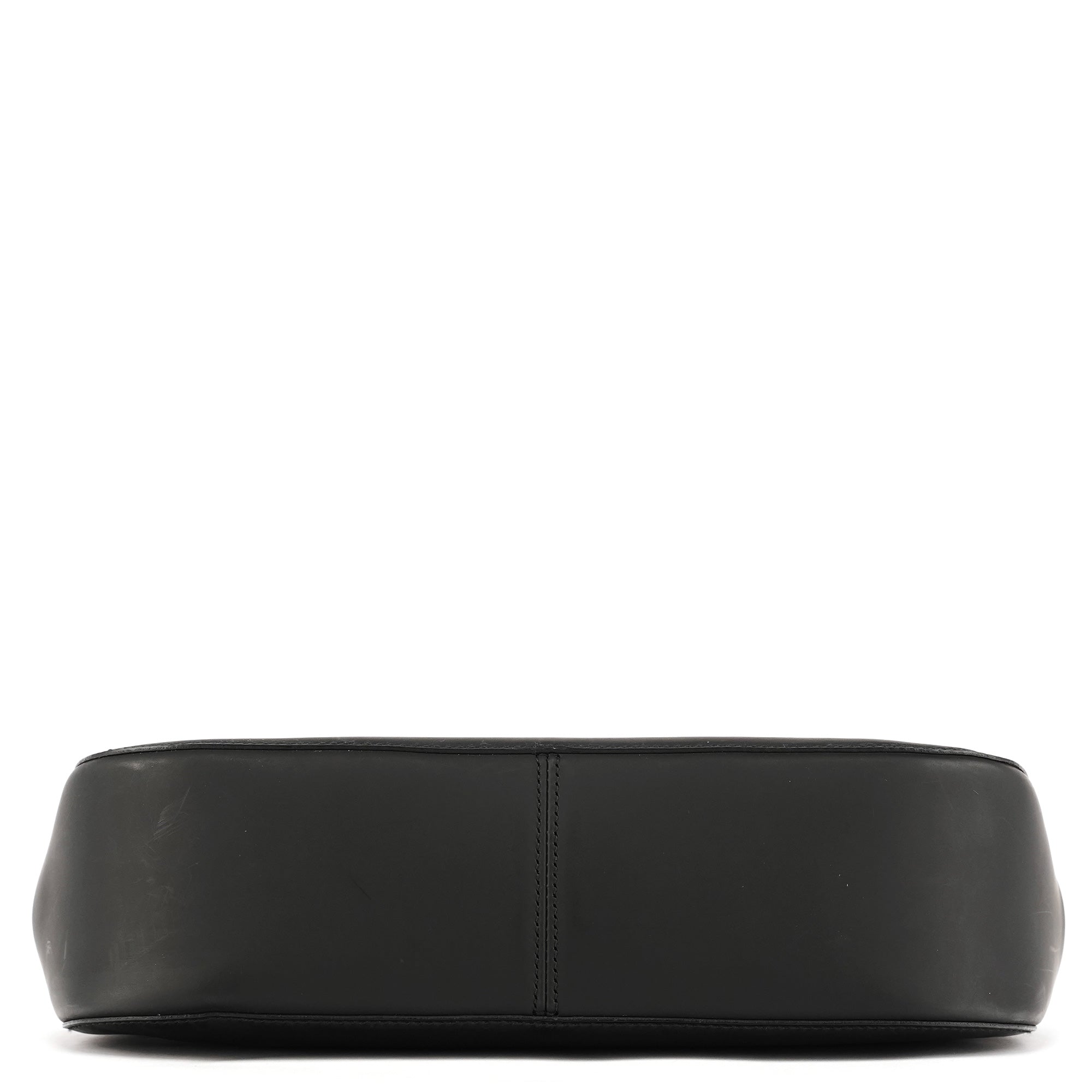 Gucci Sac porté épaule Bamboo en cuir noir mat et bambou rouge