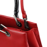 Gucci Matte Red Leather Bamboo 2-Way Tote Bag