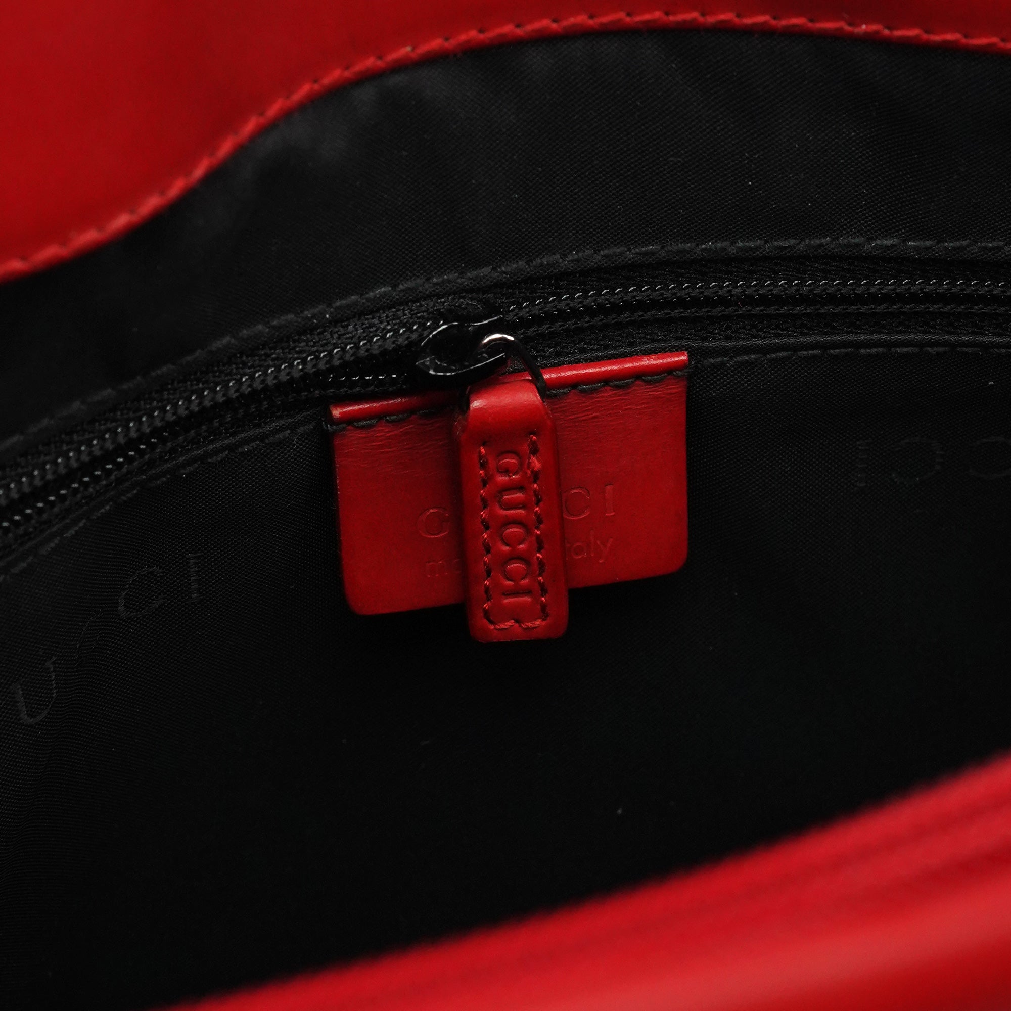 Gucci Matte Red Leather Bamboo 2-Way Tote Bag