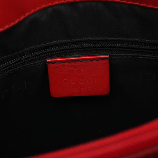 Gucci Matte Red Leather Bamboo 2-Way Tote Bag
