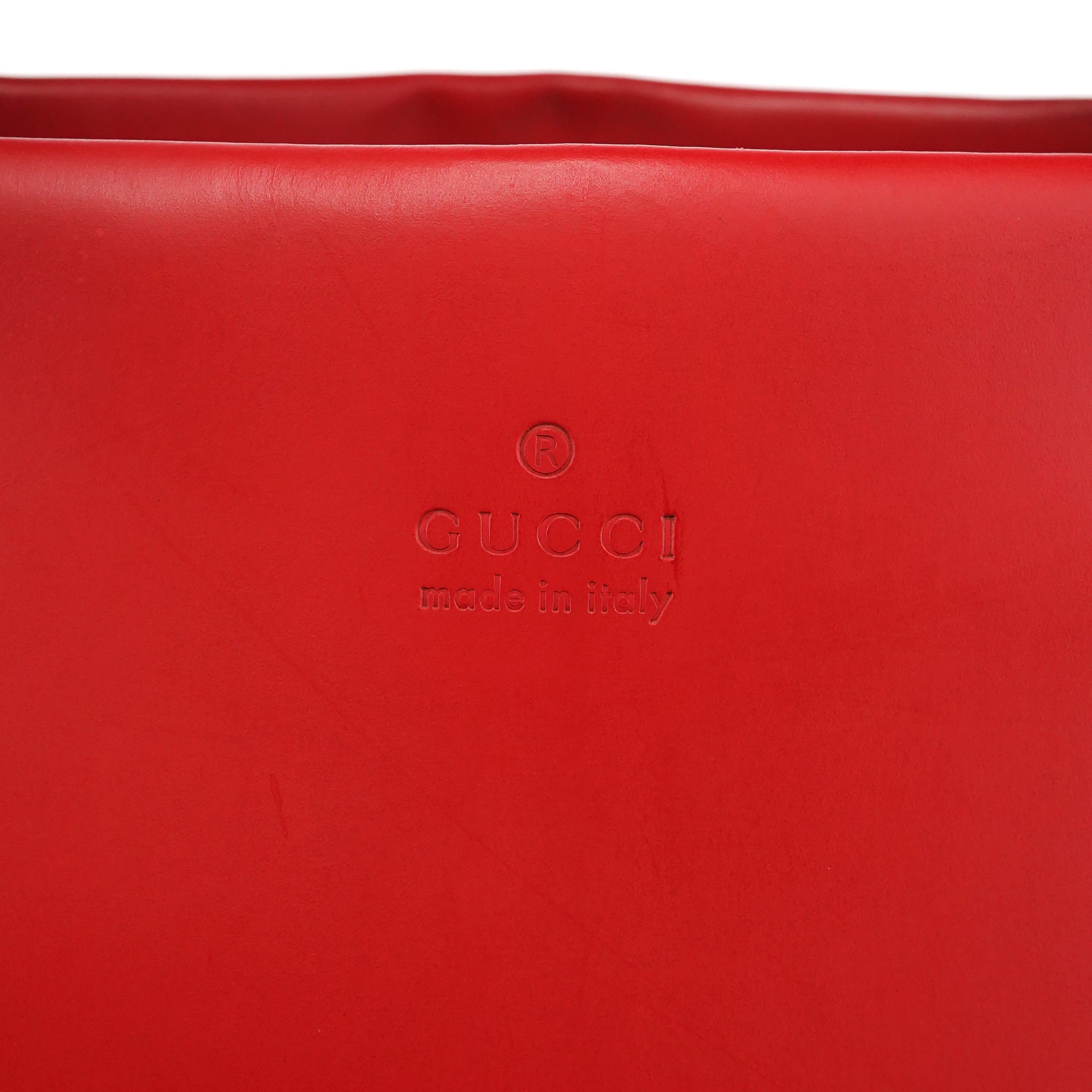 Gucci Matte Red Leather Bamboo 2-Way Tote Bag