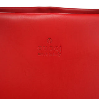 Gucci Matte Red Leather Bamboo 2-Way Tote Bag