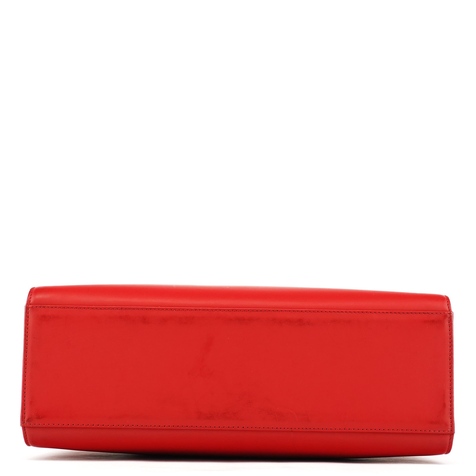 Gucci Matte Red Leather Bamboo 2-Way Tote Bag