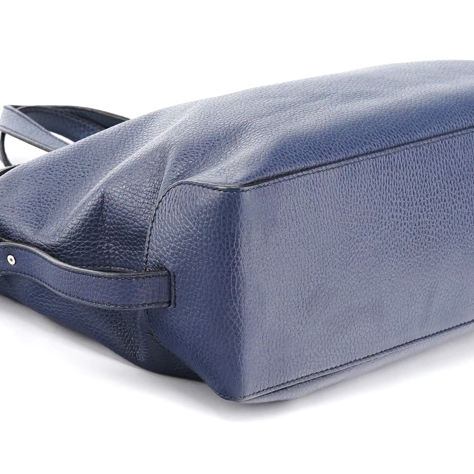 Gucci Navy Blue Leather 2-Way Tote Bag