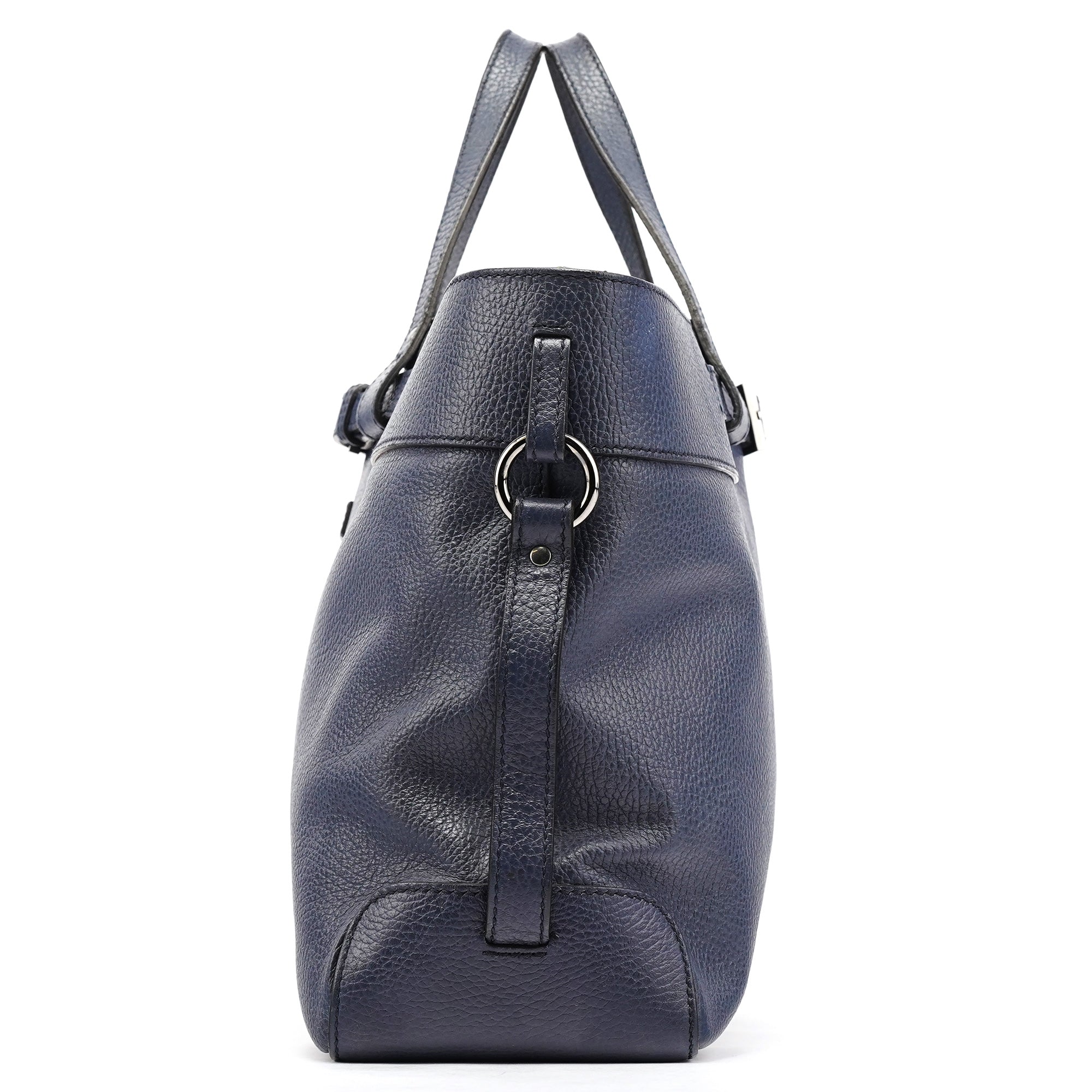 Gucci Navy Blue Leather 2-Way Tote Bag