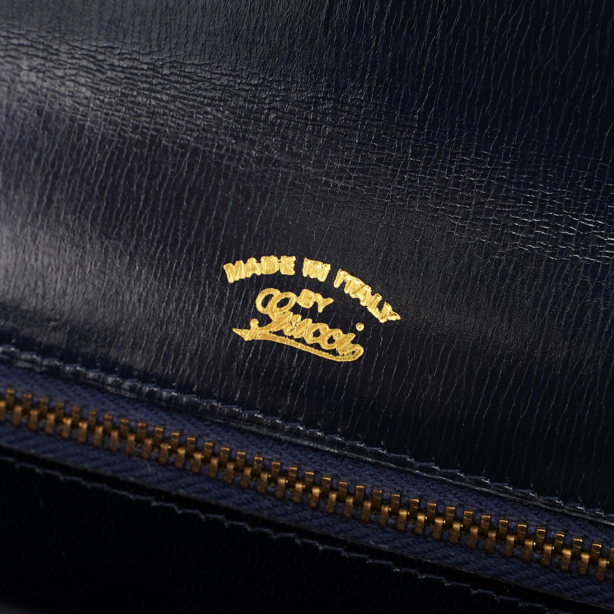 Gucci Navy Calfskin Square G Top Handle Bag