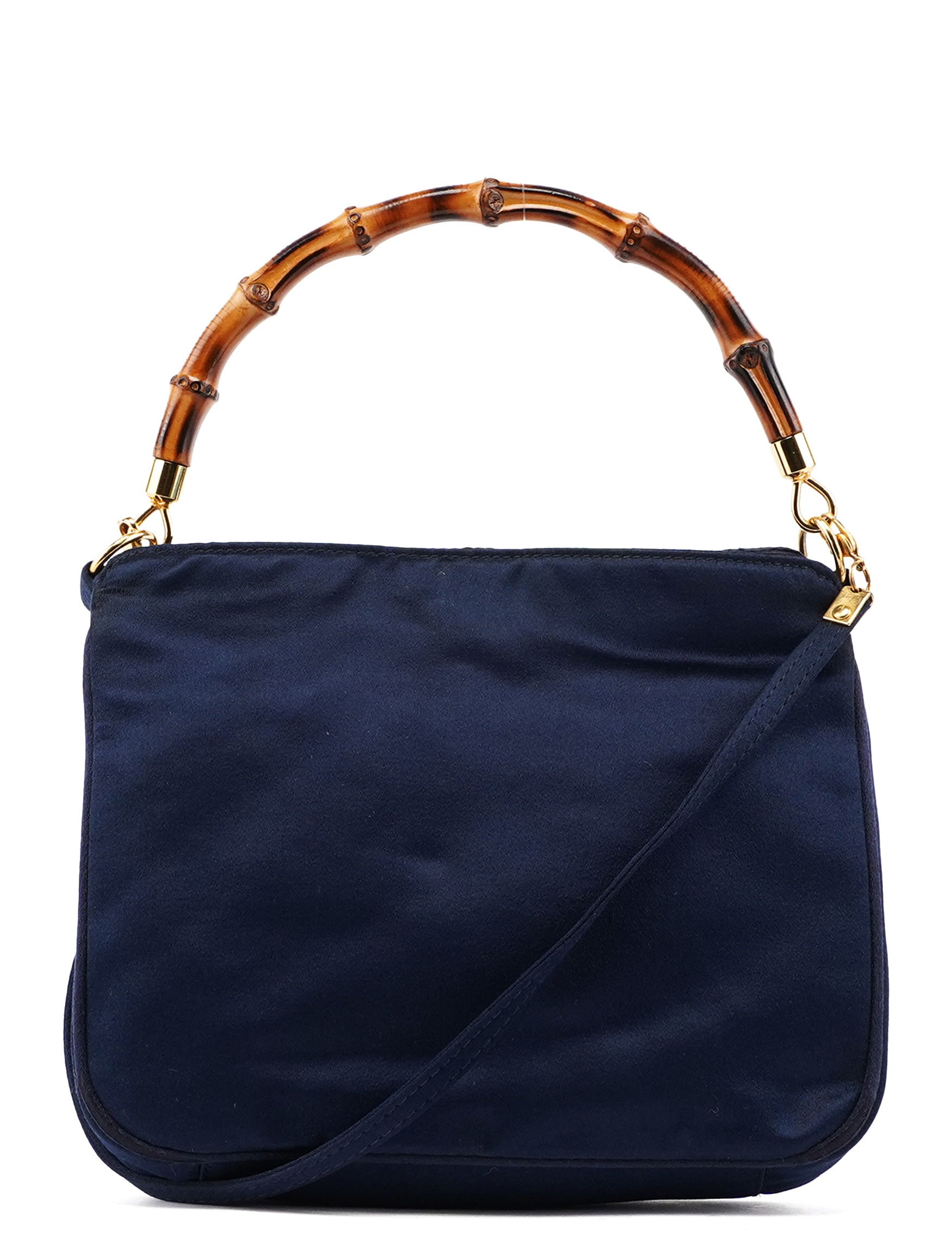 Gucci Navy Satin Mini Bamboo 2-Way Bag