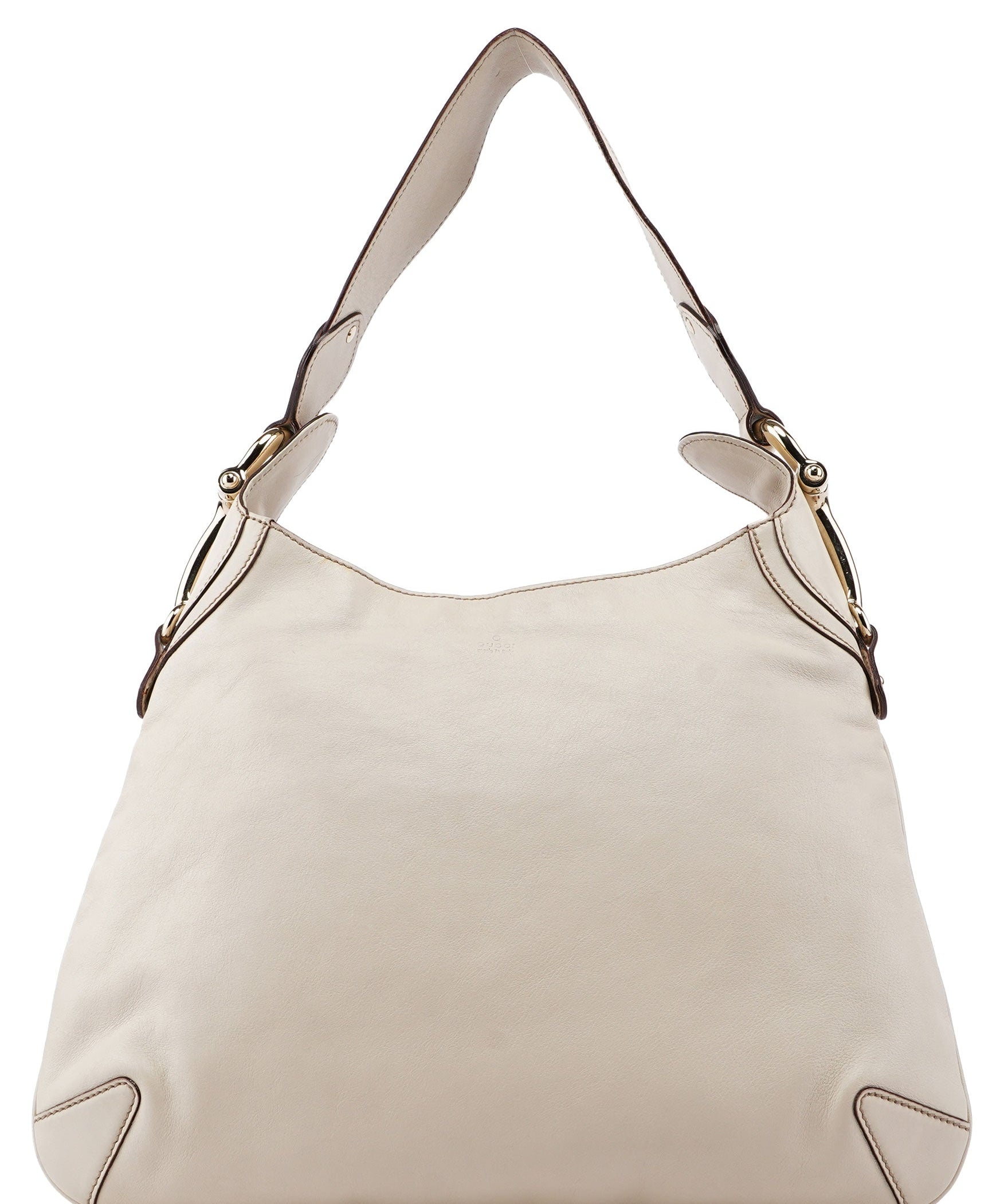 Gucci Off-White Calfskin Horsebit Shoulder Bag