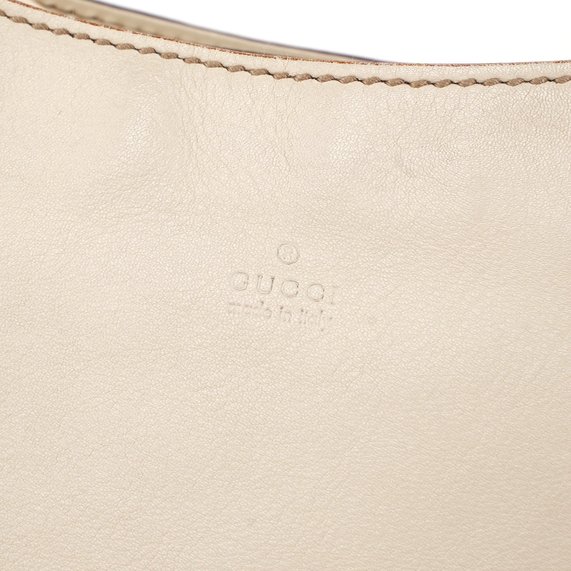 Gucci Off-White Calfskin Horsebit Shoulder Bag