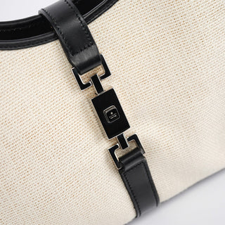 Gucci Off-White Canvas Jackie Shoulder Bag