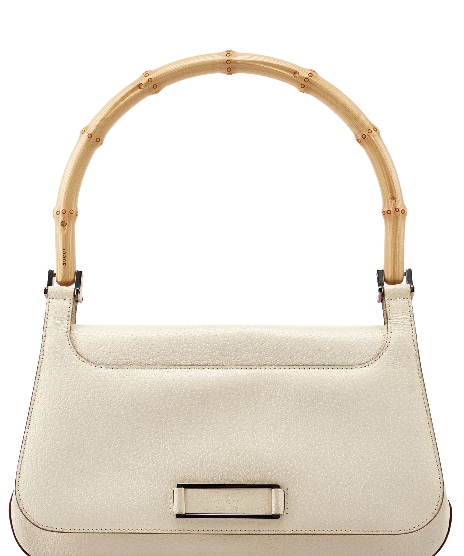 Gucci Off-White Leather Bamboo Shoulder Bag