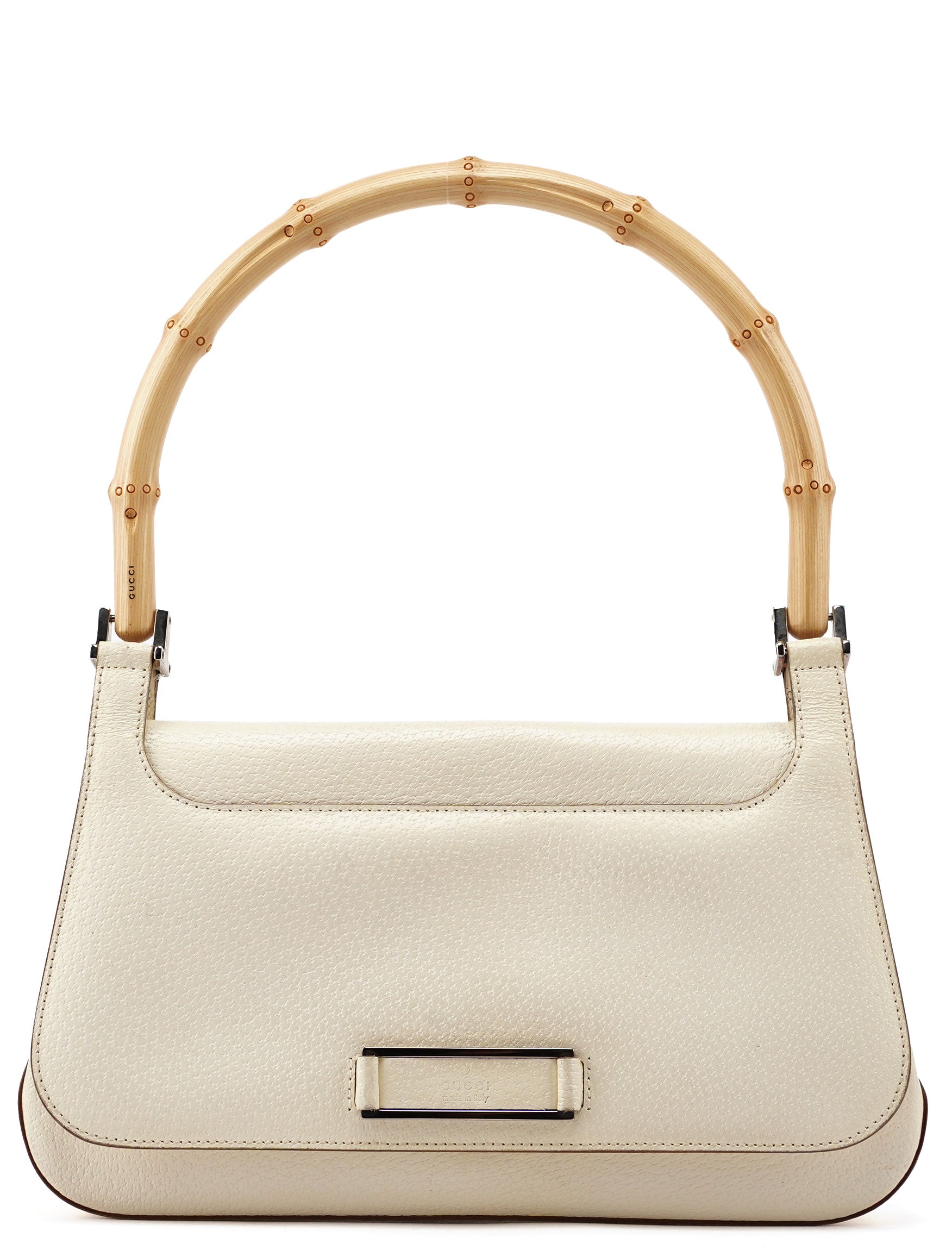 Gucci Off-White Leather Bamboo Shoulder Bag