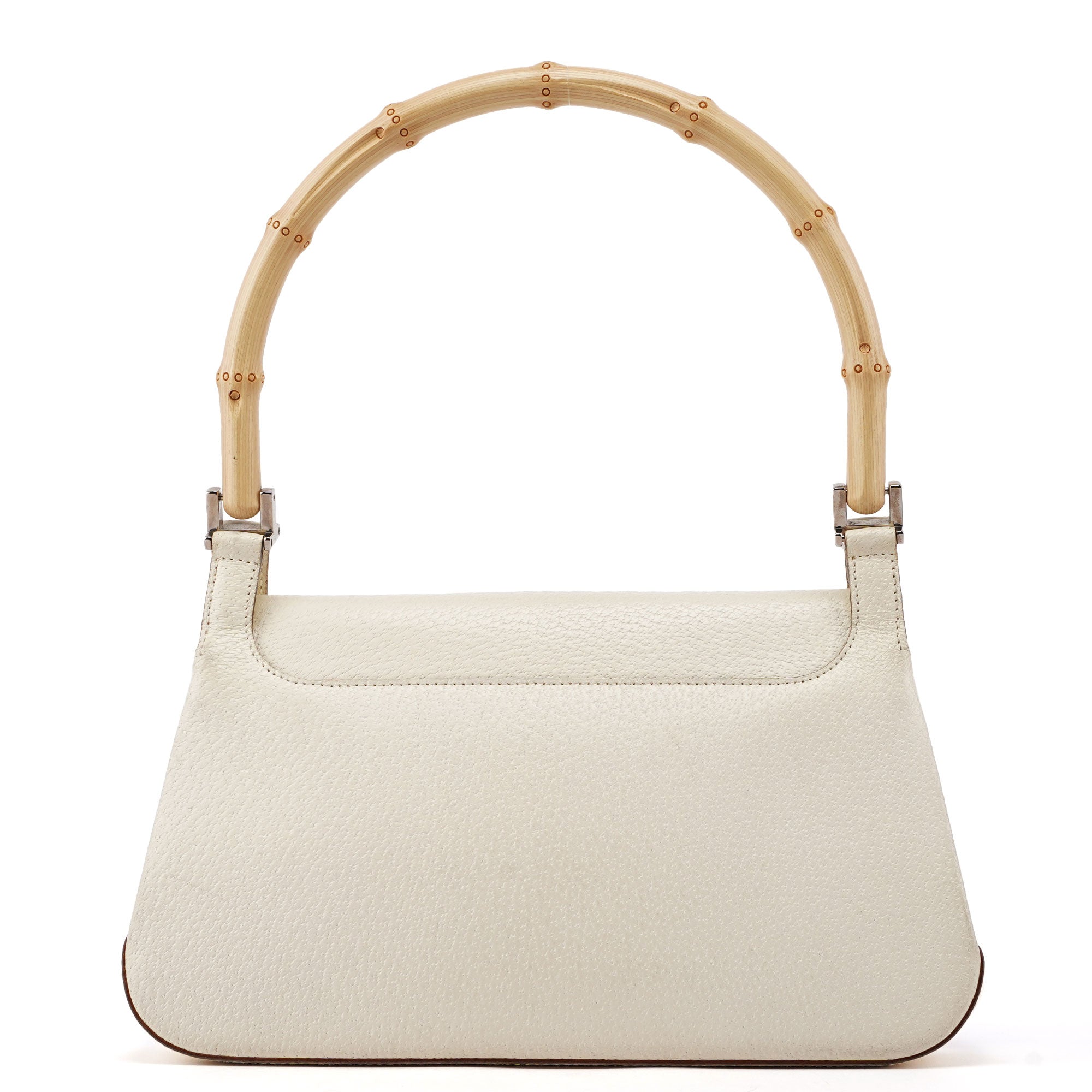 Gucci Off-White Leather Bamboo Shoulder Bag