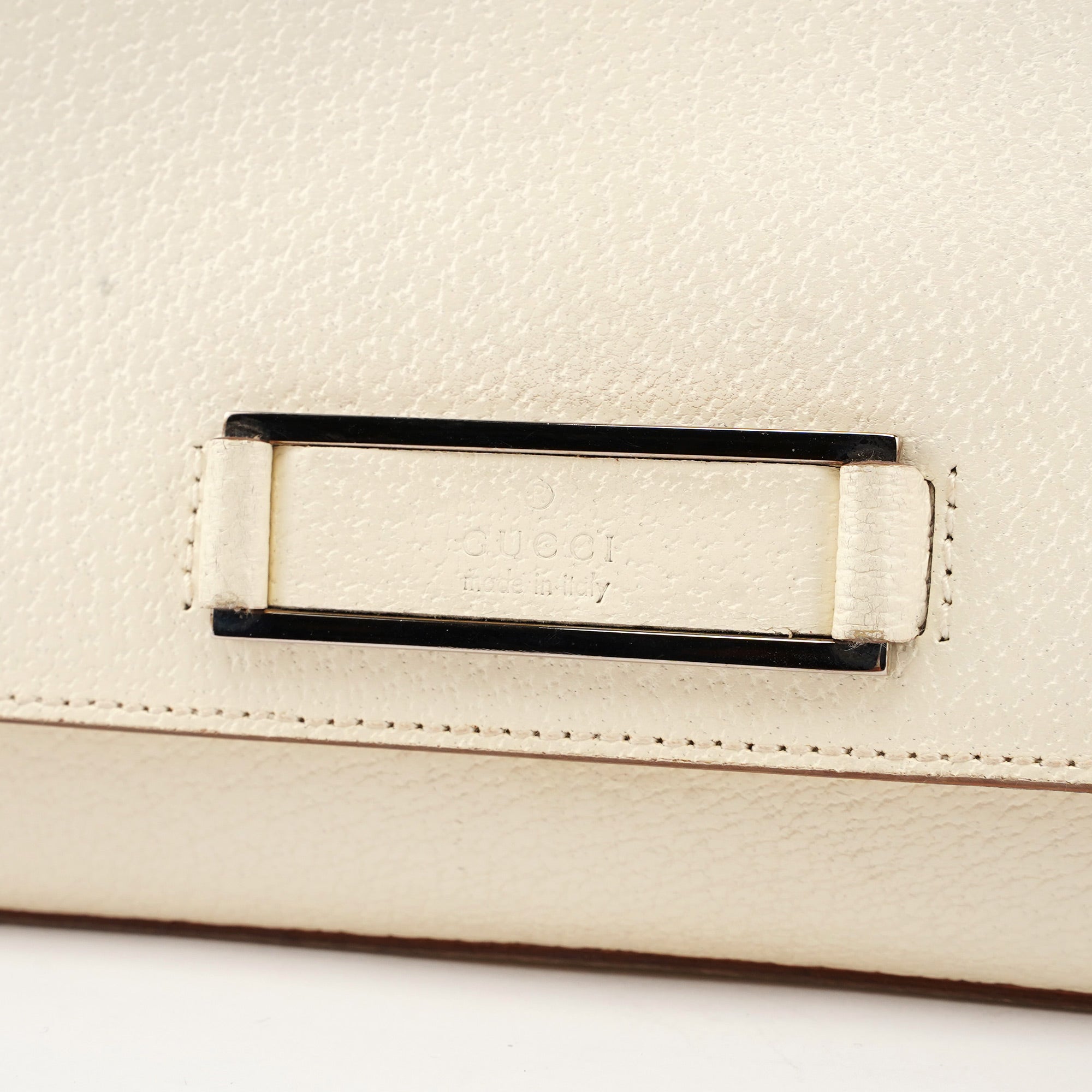 Gucci Sac porté épaule Bamboo en cuir blanc cassé
