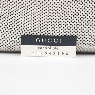 Gucci Off-White Perforated Leather Bamboo Bag