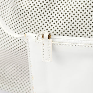 Gucci Off-White Perforated Leather Bamboo Bag
