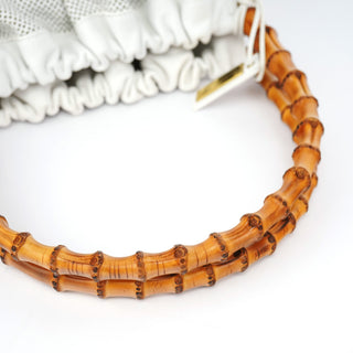 Gucci Off-White Perforated Leather Bamboo Bag