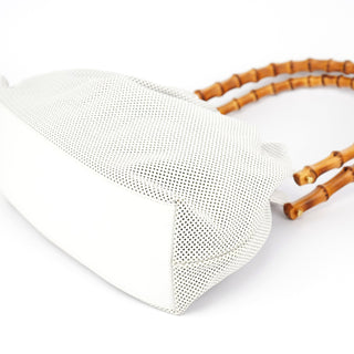Gucci Off-White Perforated Leather Bamboo Bag