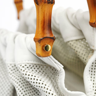 Gucci Off-White Perforated Leather Bamboo Bag