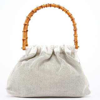 Gucci Off-White Perforated Leather Bamboo Bag