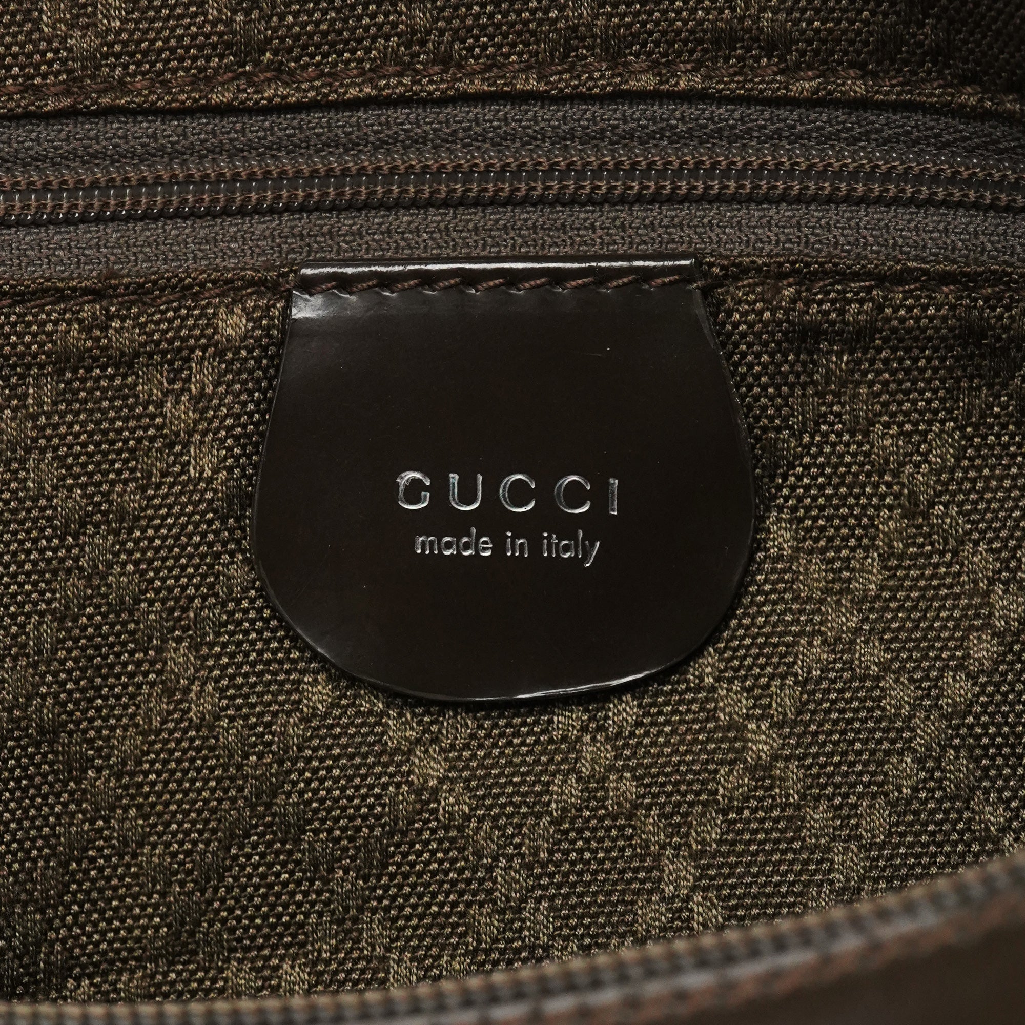 Gucci Olive Canvas Bamboo Shoulder Bag