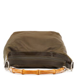 Gucci Olive Canvas Bamboo Shoulder Bag