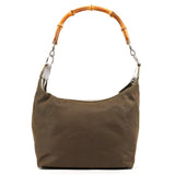 Gucci Olive Canvas Bamboo Shoulder Bag