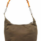 Gucci Olive Canvas Bamboo Shoulder Bag