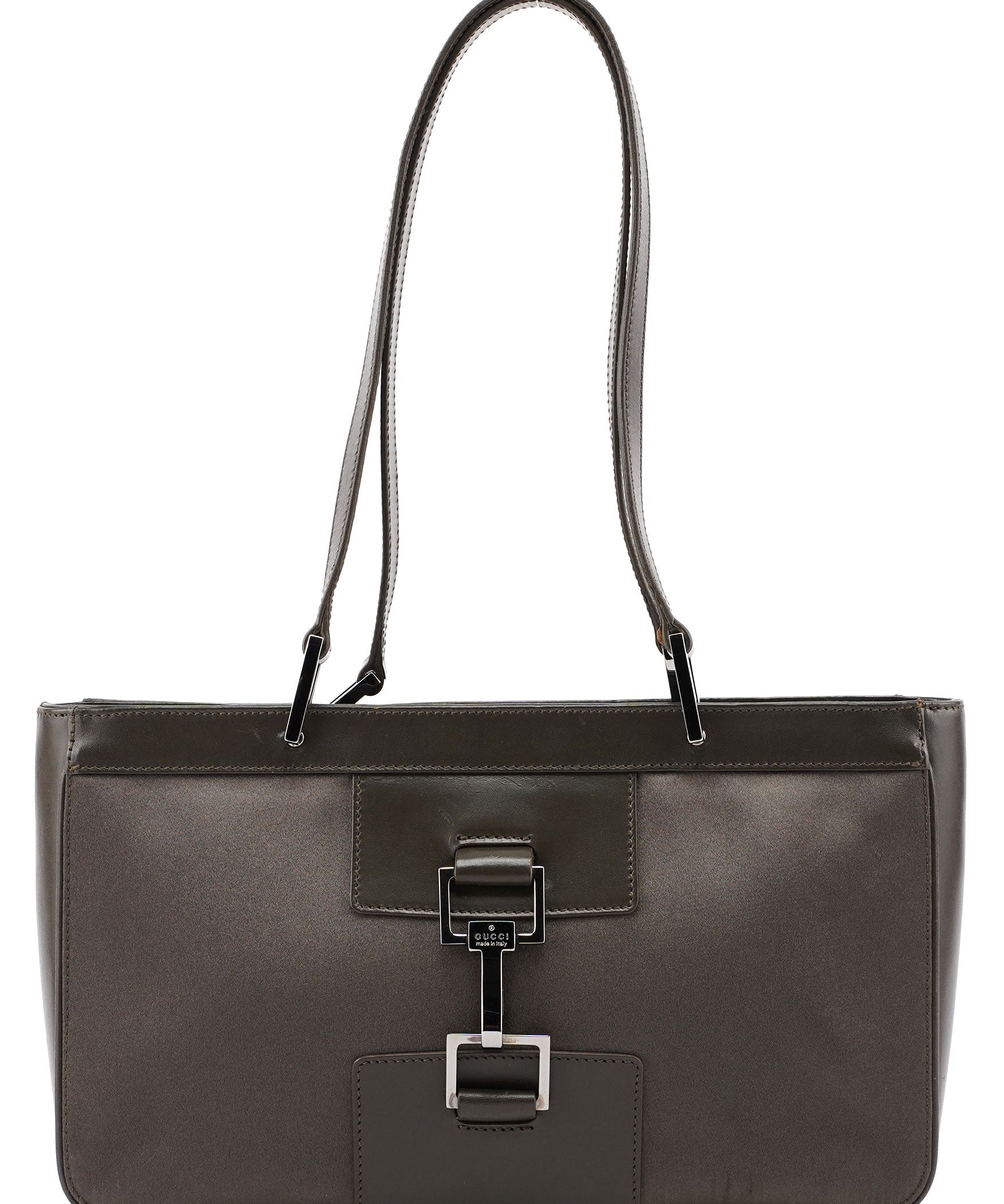 Gucci Olive Green Satin Jackie Tote