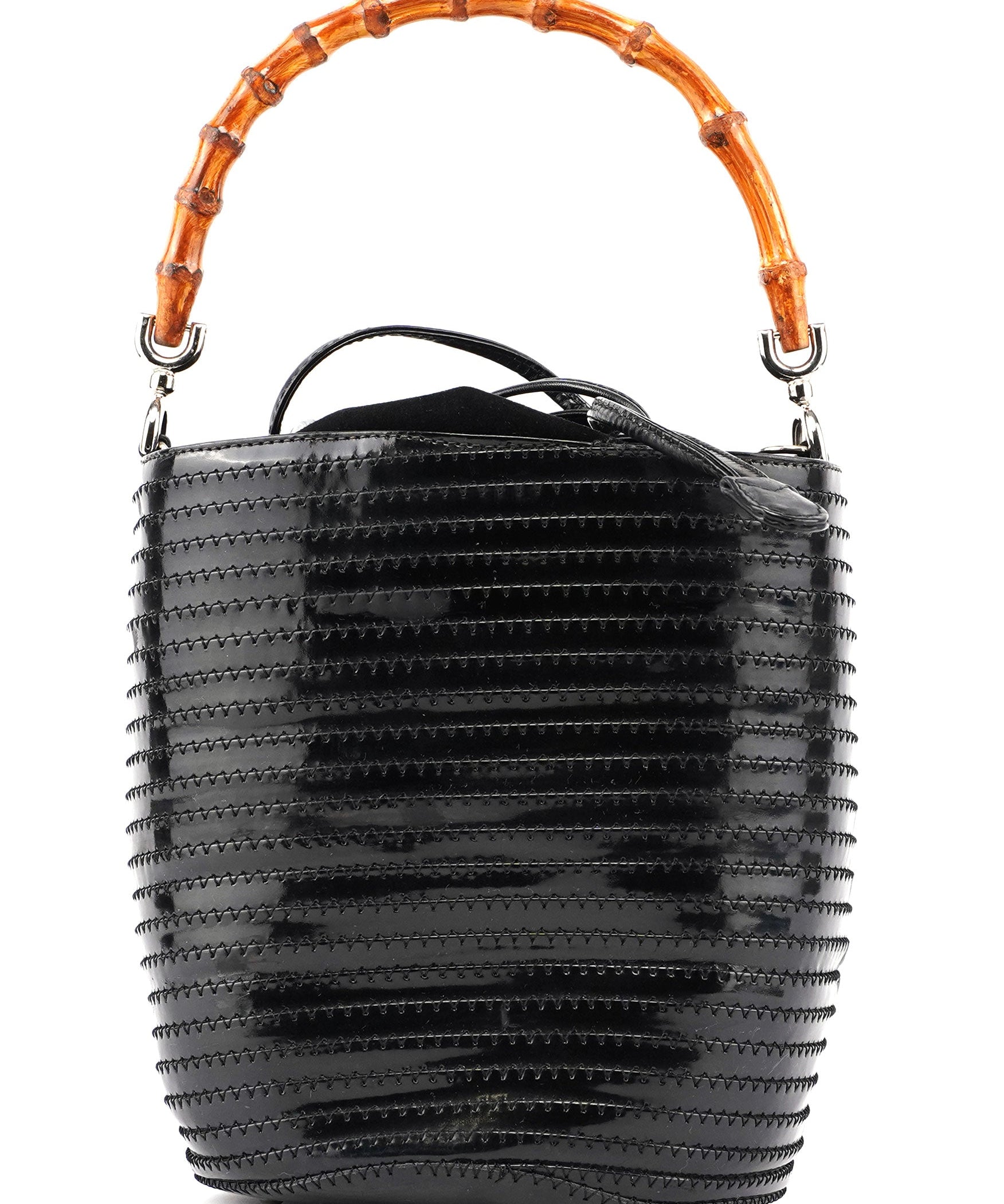 Gucci Patent Leather Quilted Bamboo Buckle Bag