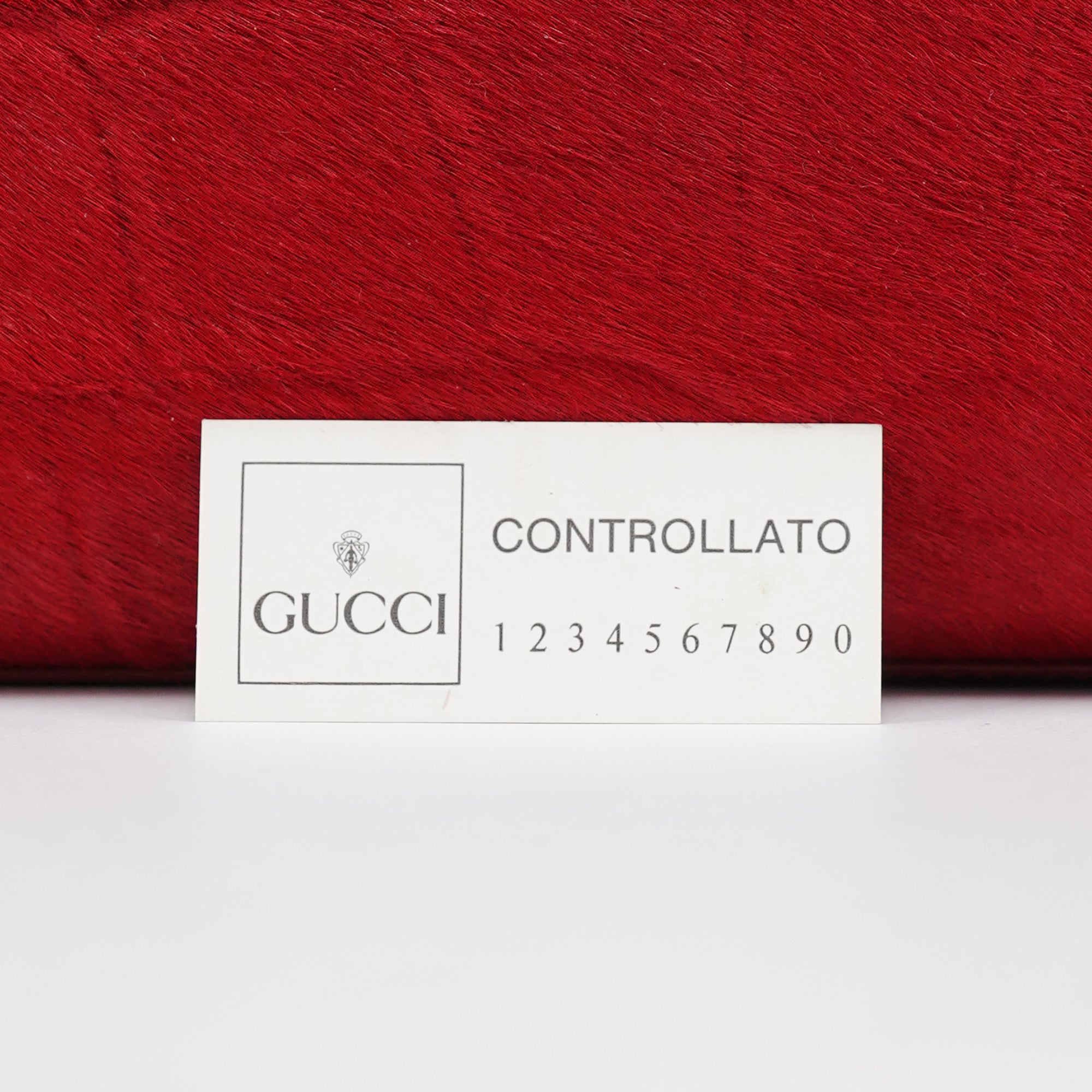 Gucci Red Calfhair Croc Embossed Shoulder Bag