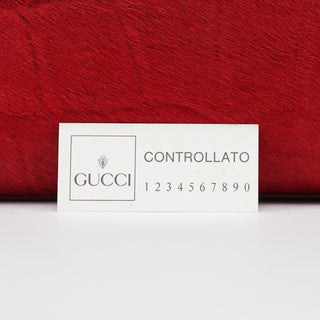 Gucci Red Calfhair Croc Embossed Shoulder Bag