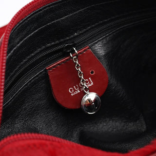 Gucci Red Calfhair Croc Embossed Shoulder Bag