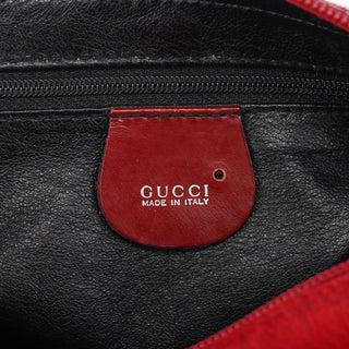 Gucci Red Calfhair Croc Embossed Shoulder Bag