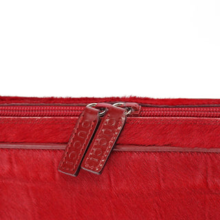 Gucci Red Calfhair Croc Embossed Shoulder Bag