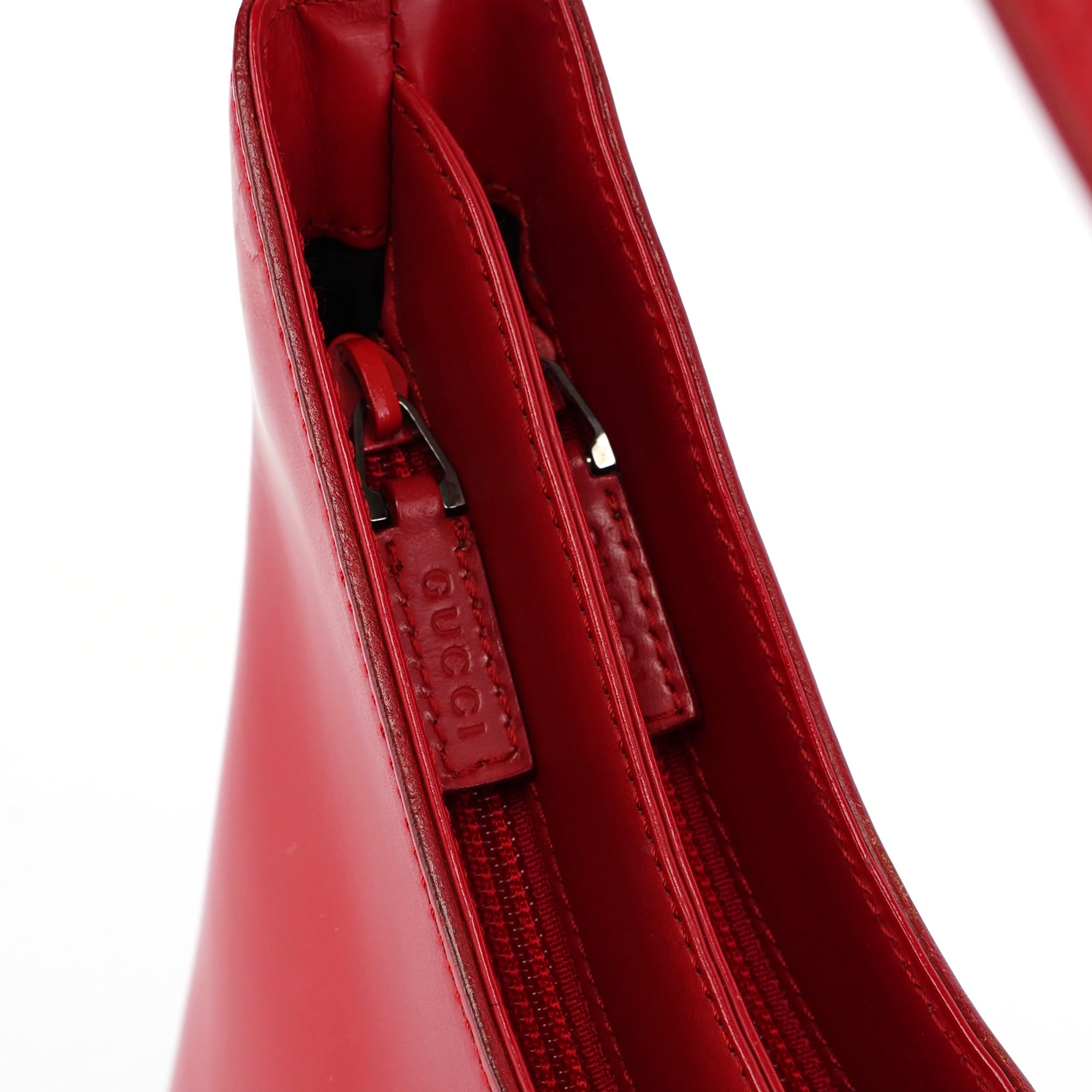 Gucci Red Calfskin Hobo Shoulder Bag