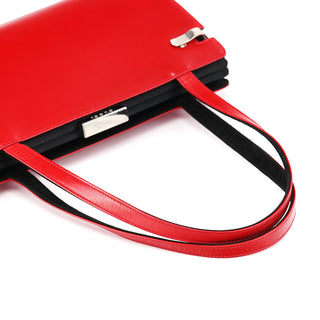 Gucci Red Calfskin Satin Clutch Tote Bag