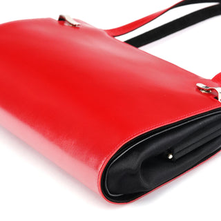 Gucci Red Calfskin Satin Clutch Tote Bag