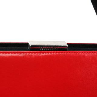 Gucci Red Calfskin Satin Clutch Tote Bag
