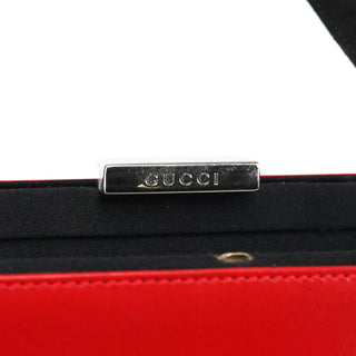 Gucci Red Calfskin Satin Clutch Tote Bag