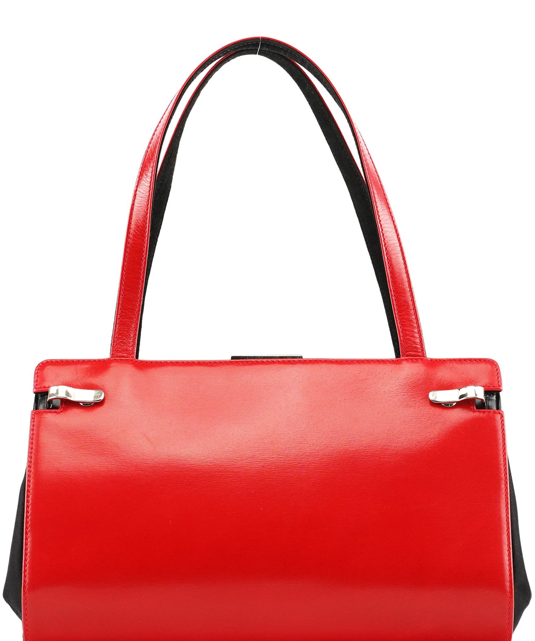 Gucci Tote med clutch i rött kalvskinn och satin