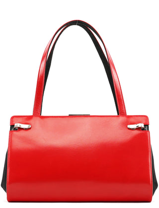 Gucci Red Calfskin Satin Clutch Tote Bag