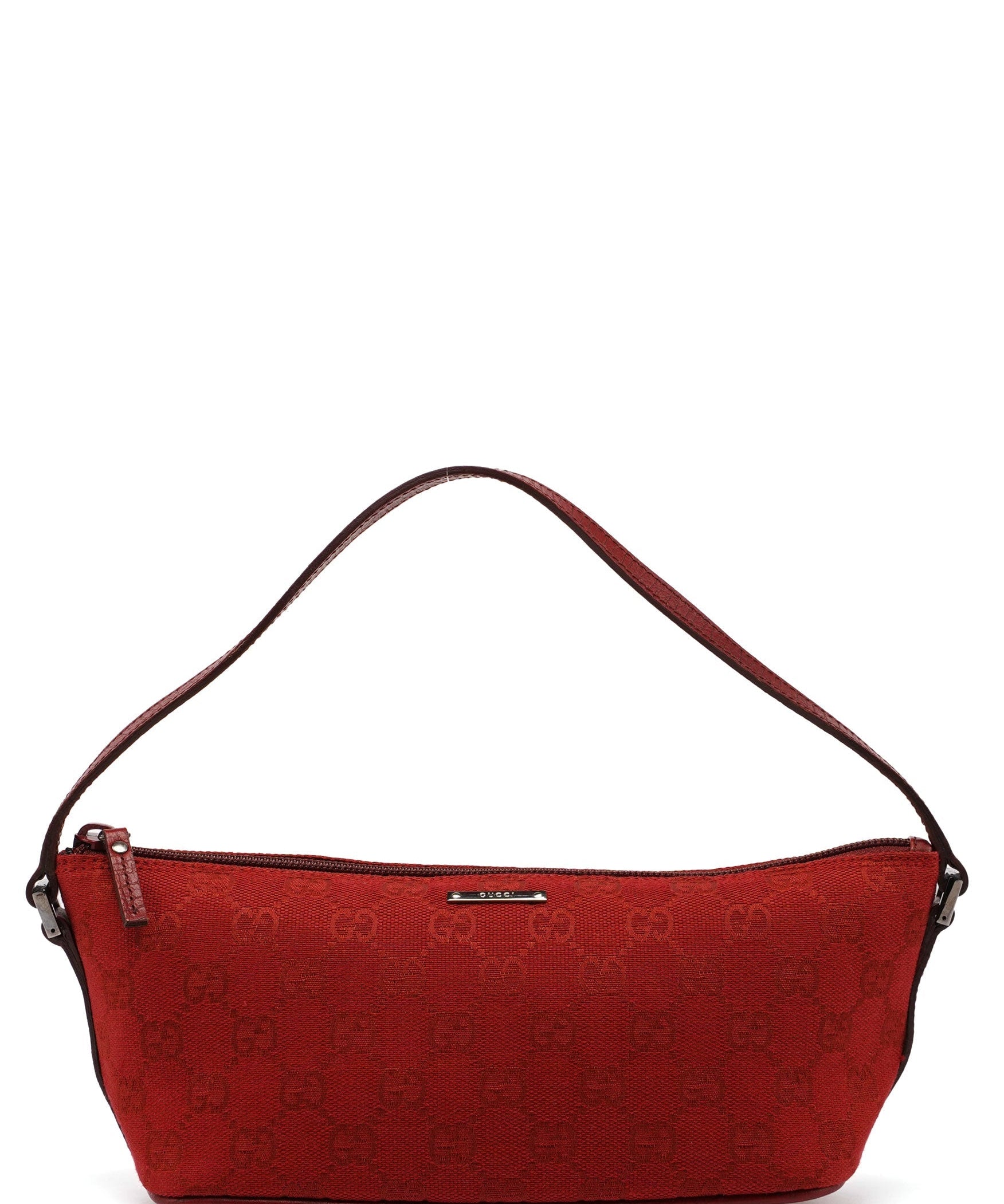 Gucci Red GG Monogram Canvas Boat Pochette