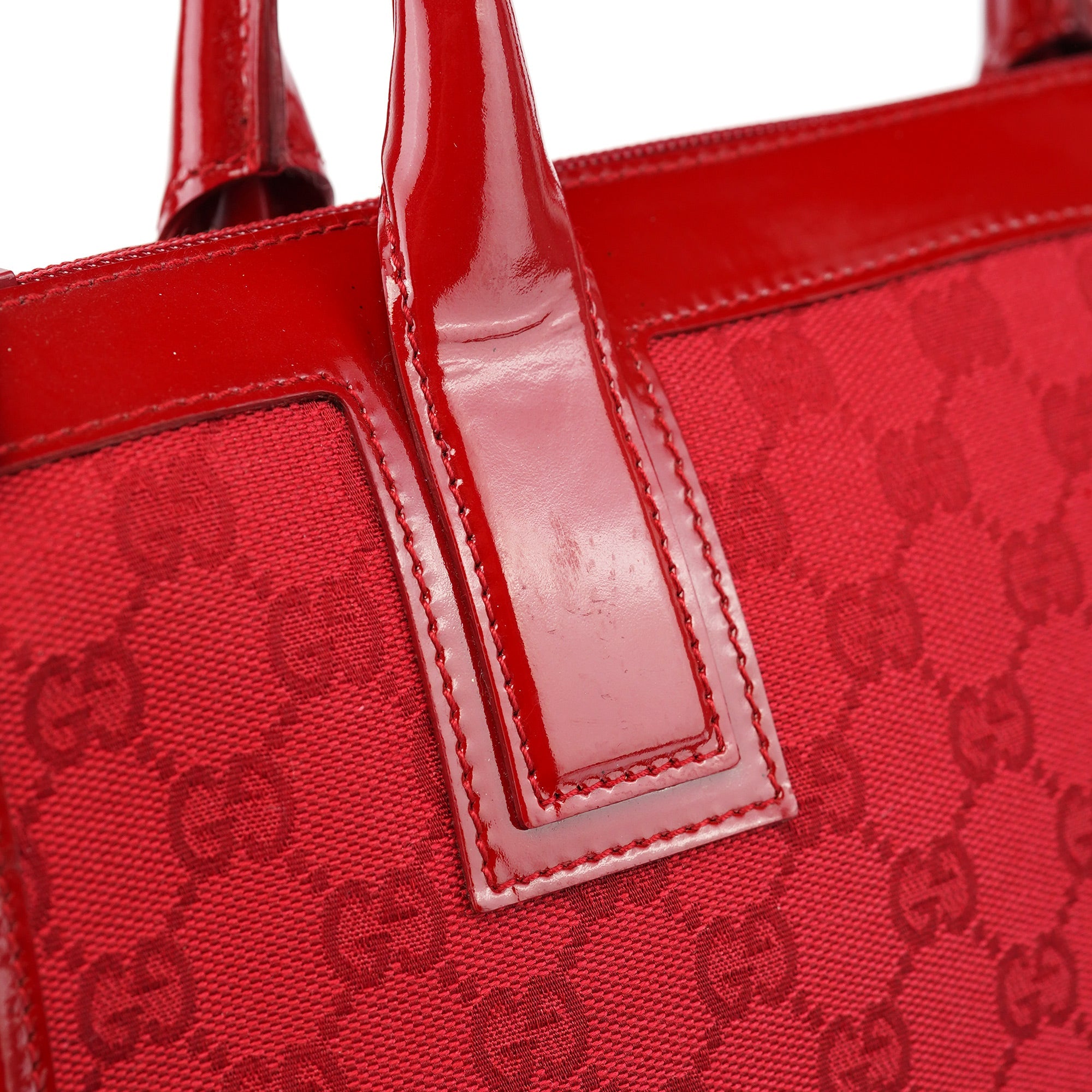 Gucci Red GG Patent Leather Tote Bag
