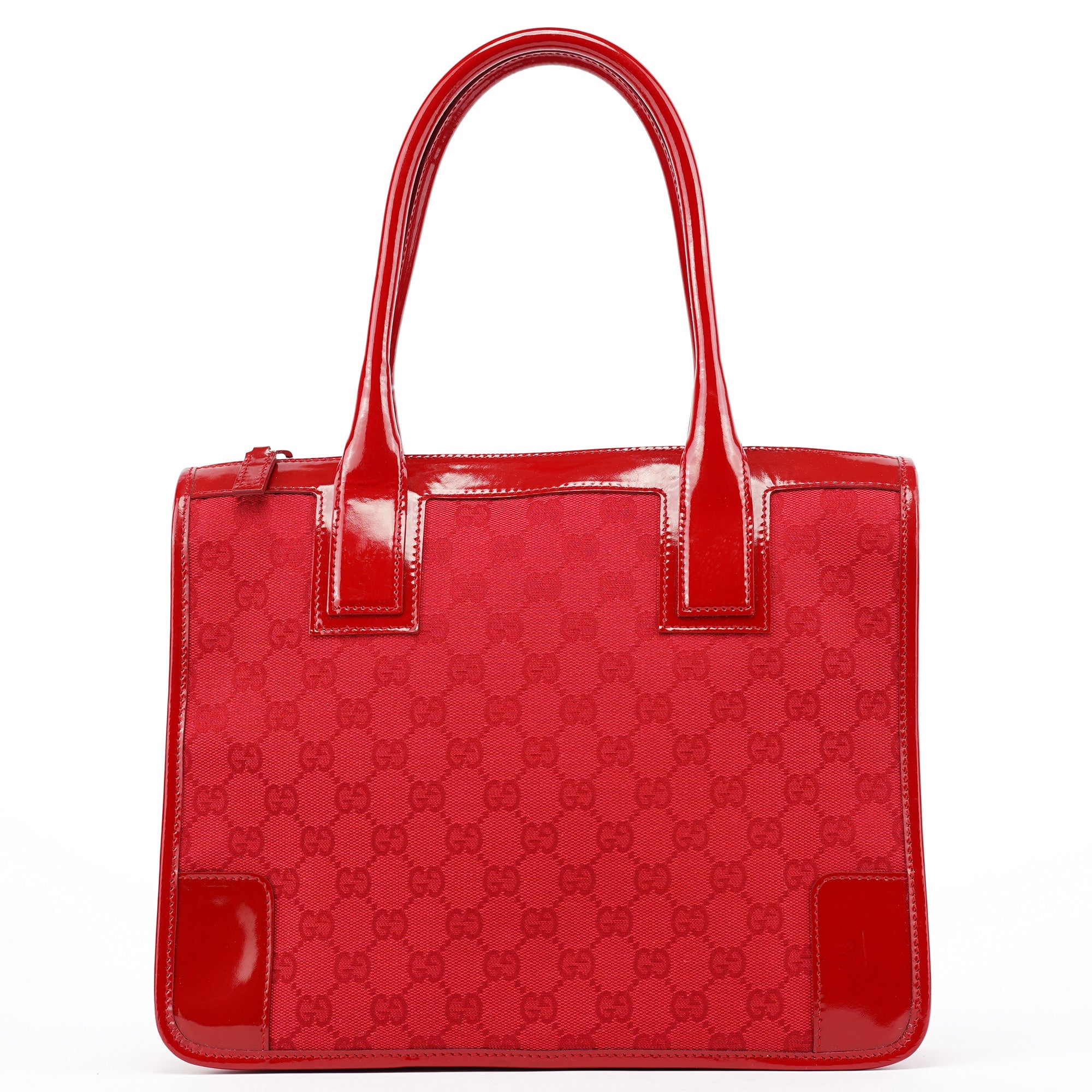 Gucci Red GG Patent Leather Tote Bag