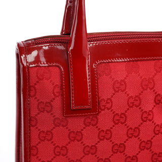 Gucci Red GG Patent Leather Tote Bag