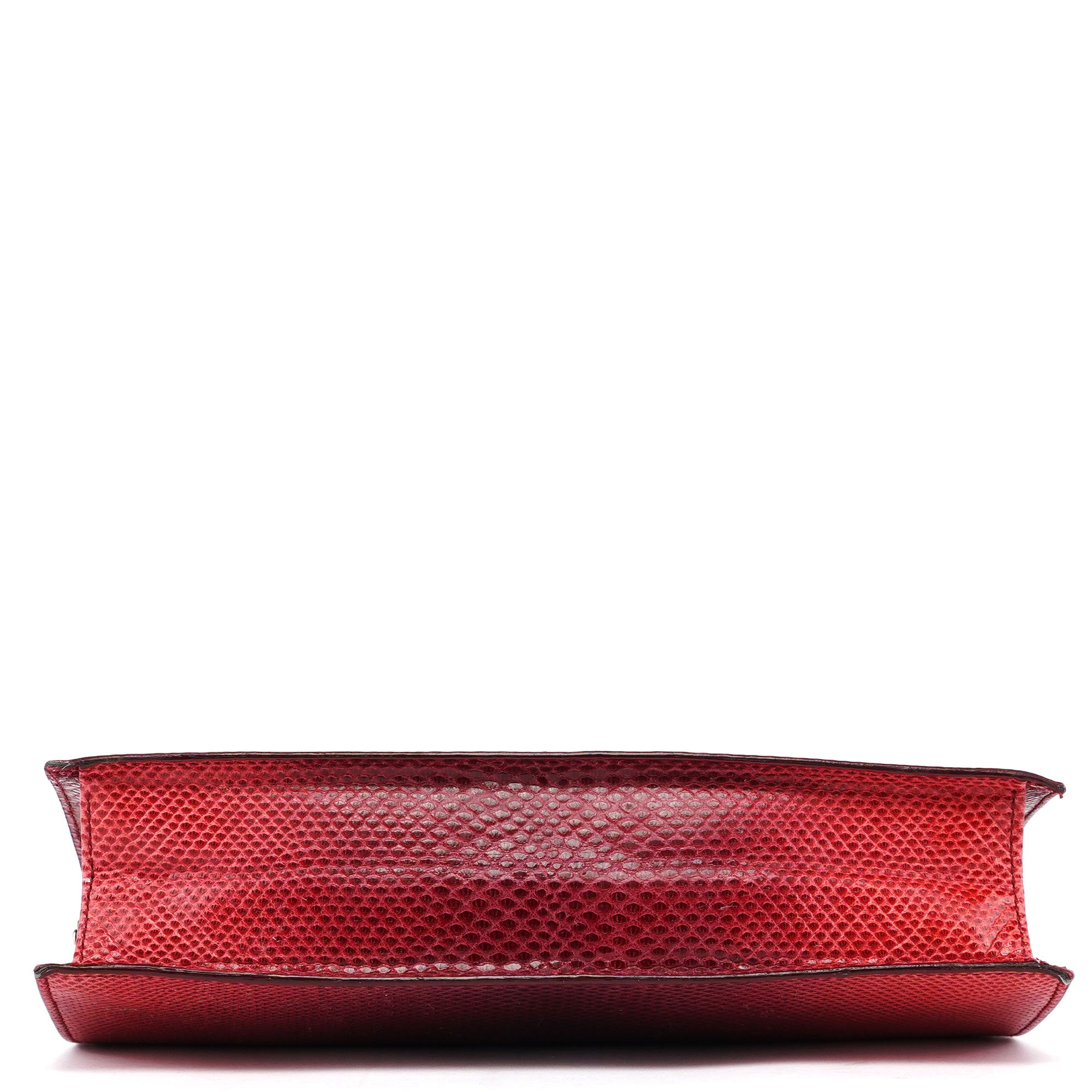 Gucci Red Karung Snakeskin Plastic Handle Bag