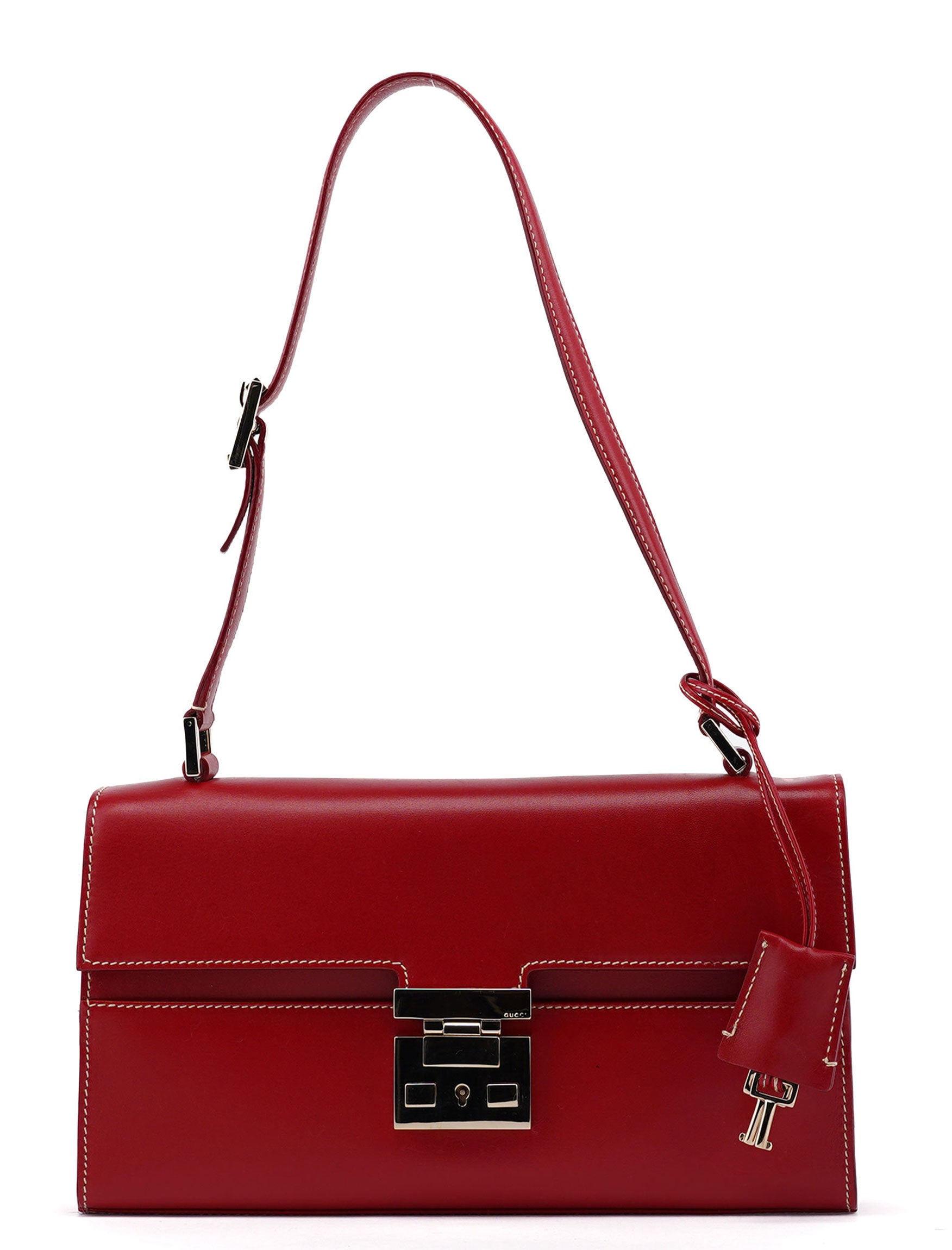 Gucci Red Leather Lady Lock Shoulder Bag